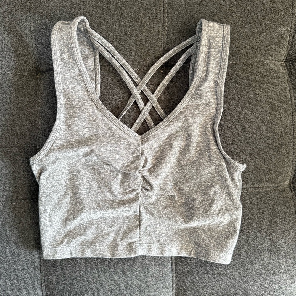 Zella Gray Crisscross Back Tank Top